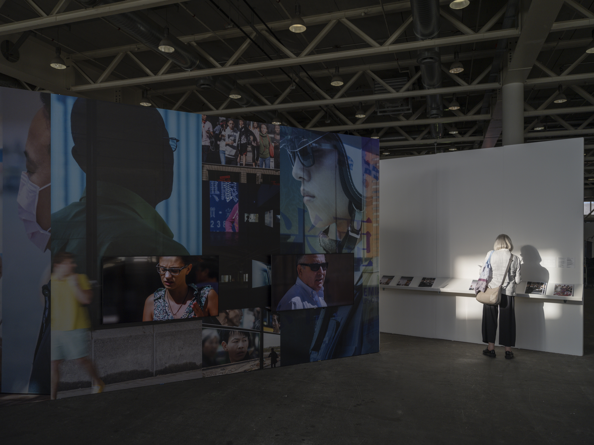 Exhibition view with book display
